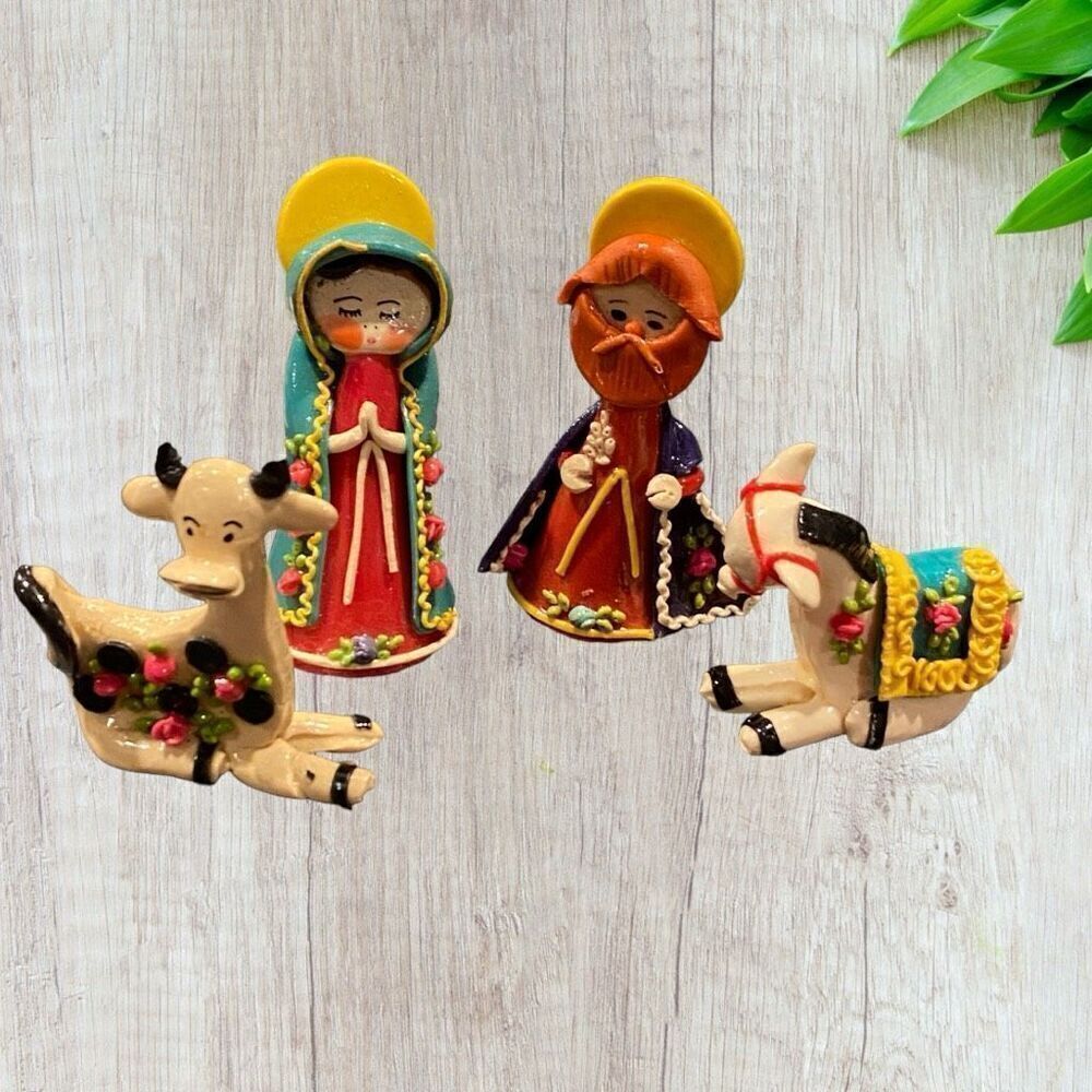Masapan Bread Dough Mini Nativity Set Christmas Figures - Folk Art -